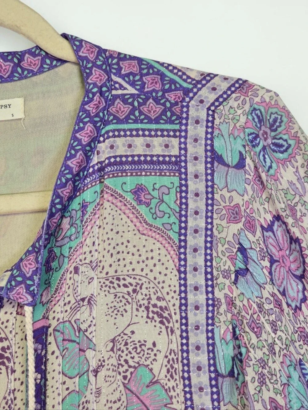 Spell And The Gypsy Peasant Top Size Small Boho Flowy Lavender Pink Silver